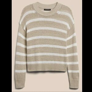 Banana Republic Tan and White Striped Sweater